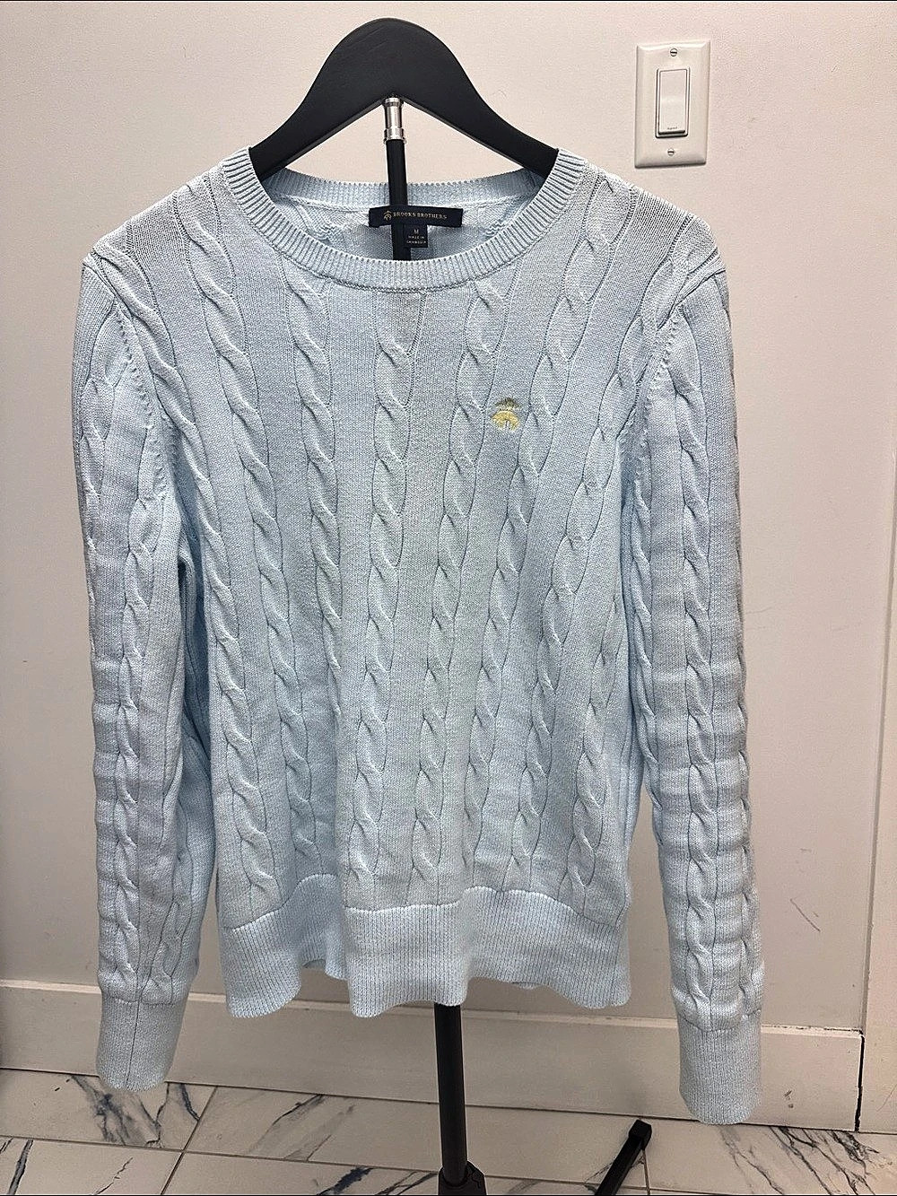 Brooks Brothers Cable Knit Crewneck Sweater women’s Cable Knit Crewneck Blue Siz